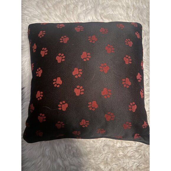 Vintage Cat Themed Decorative Tapestry Style Throw Pillow Paw Print Back - Picture 7 of 9